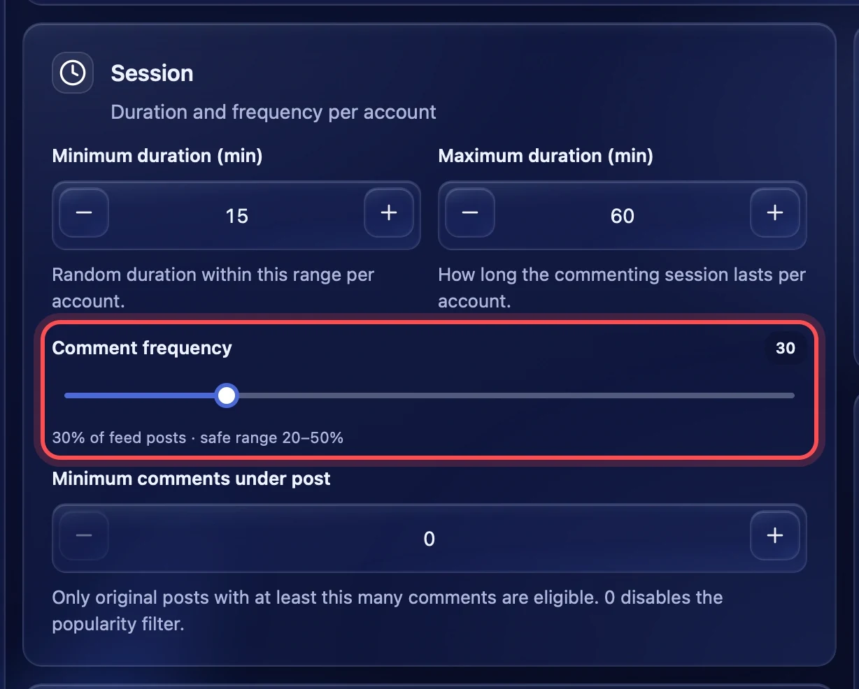 Comment frequency