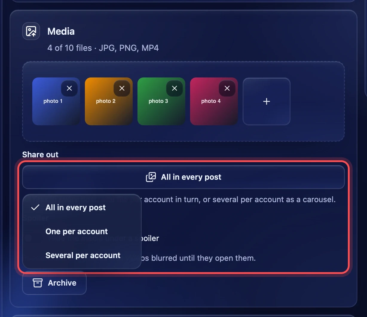 Choosing how to share the files