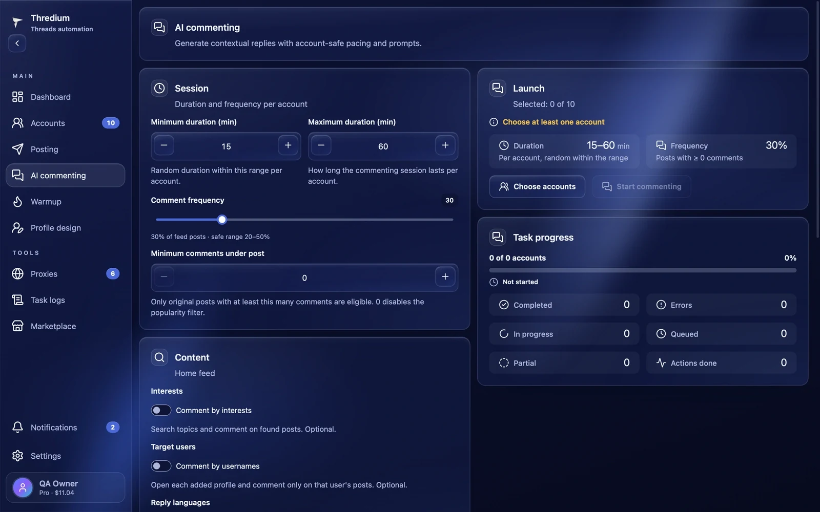 The AI commenting page