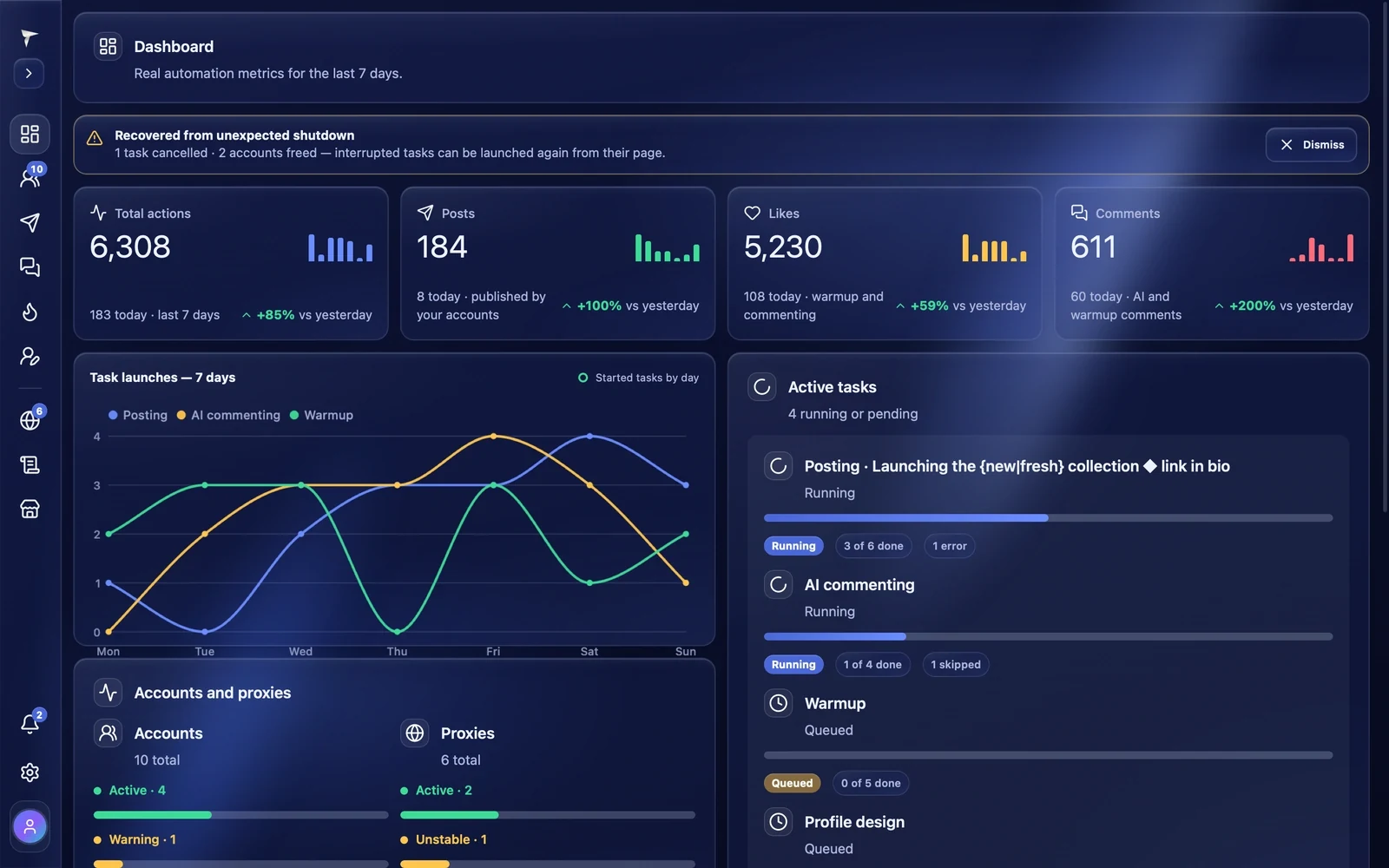 Collapsed sidebar