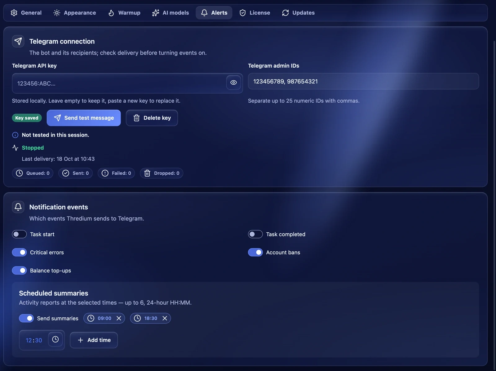 Notification events
