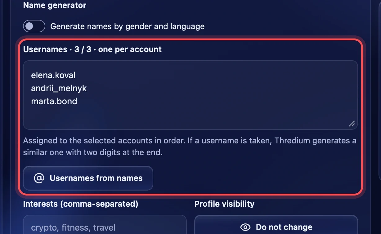Usernames