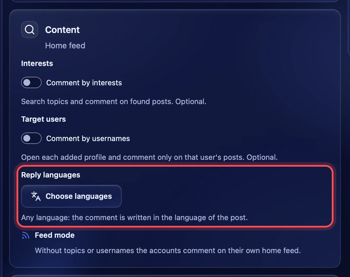 Reply languages