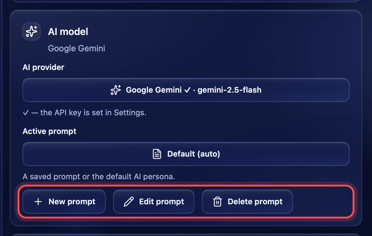 Prompt buttons